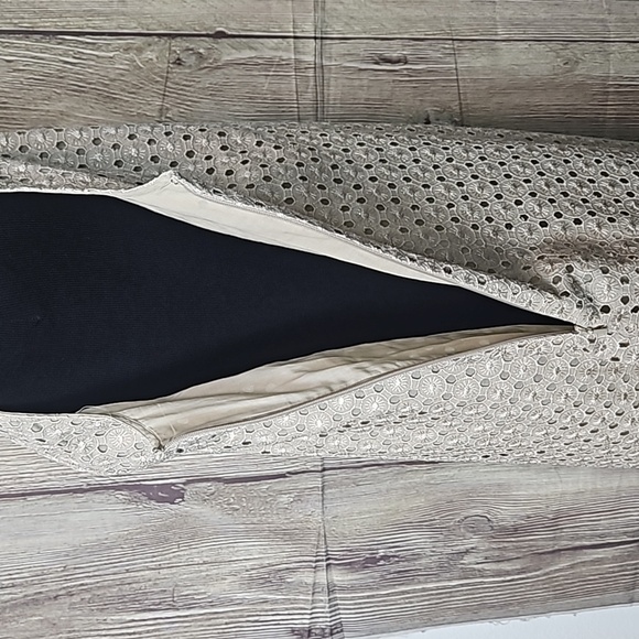 Michael Kors Neutral Shimmer Gold Eyelet Dress Sz 10 - Picture 6 of 11